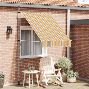 vidaXL Manuell uttrekkbar markise 150 cm gule og bl&aring; striper