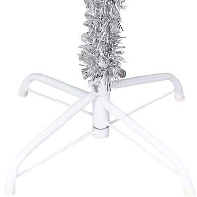 vidaXL Forhåndsbelyst kunstig juletre med stativ sølv 120 cm PVC