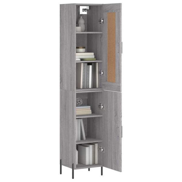 vidaXL Highboard gr&aring; sonoma 34,5x34x180 cm konstruert tre