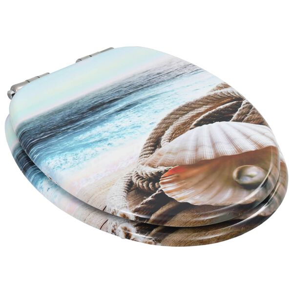 vidaXL Toalettsete med myk lukkefunksjon 2 stk MDF sj&oslash;skjell-design