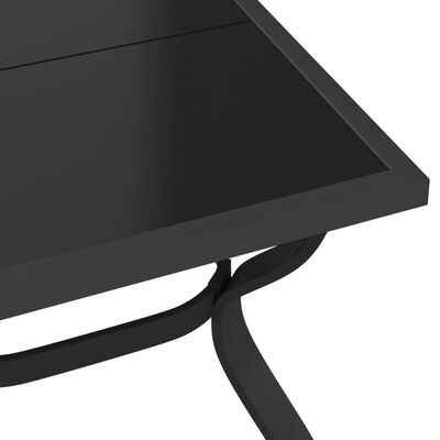 vidaXL Hagebord grå og svart 140x70x70 cm stål og glass