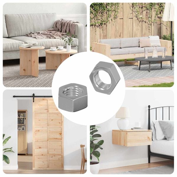 vidaXL Sekskantmutter Ensfarget 2 pcs s&oslash;lv M6 Jern