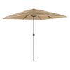 vidaXL Hageparasoll med LED med st&aring;lstang brun 248x248x248 cm