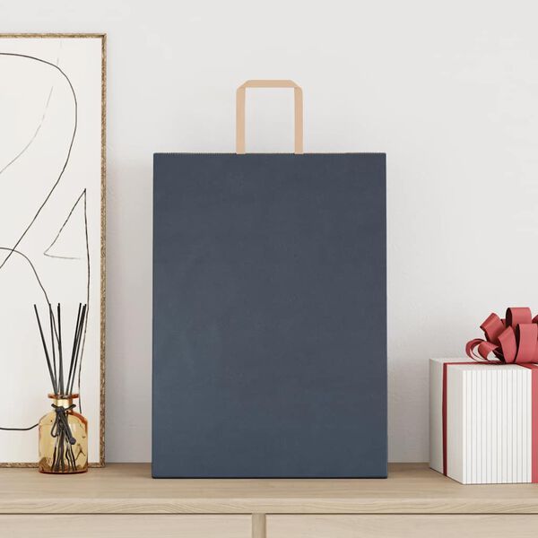 vidaXL Papirposer 50 stk med h&aring;ndtak bl&aring; 32x17x44 cm