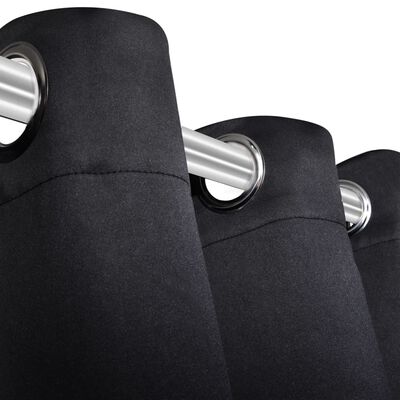 vidaXL Lystette gardiner 2 stk med metallmaljer 135x175 cm svart