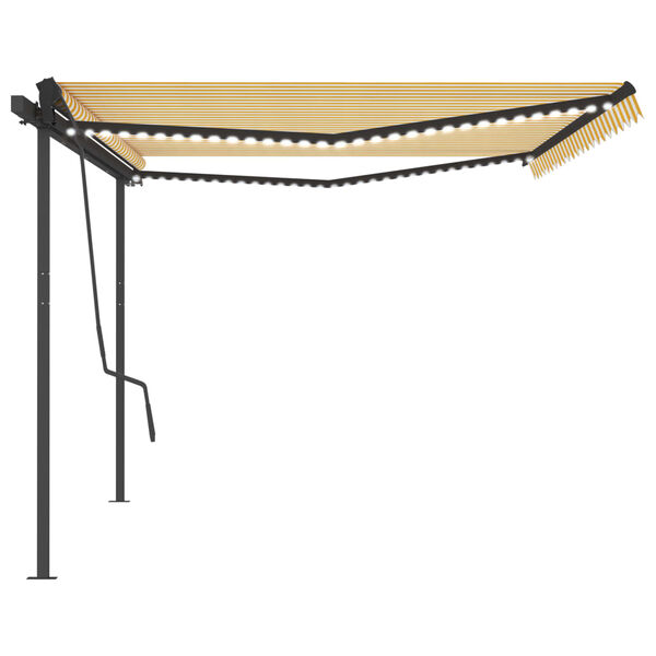 vidaXL Automatisk markise med vindsensor og LED 5x3,5 m gul og hvit