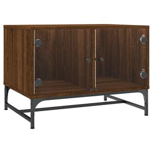 vidaXL Salongbord med glassd&oslash;rer brun eik 68,5x50x50 cm