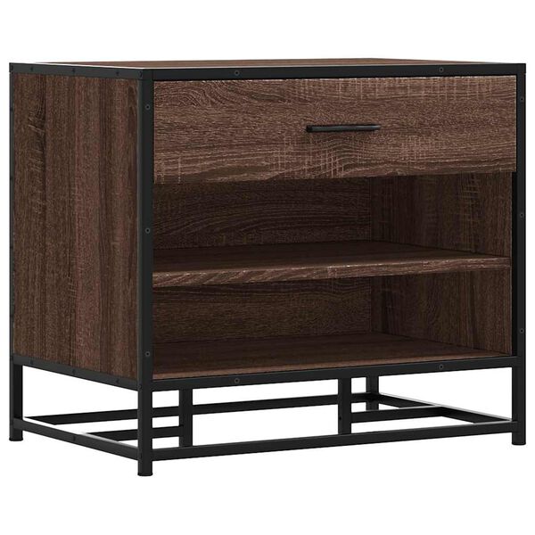 vidaXL Skobenk brun eik 60x40x53,5 cm konstruert tre og metall