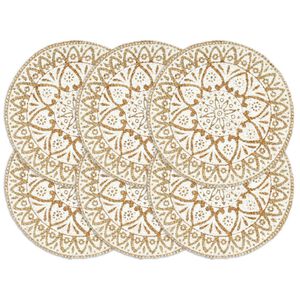 vidaXL Bordmatter 6 stk hvit 38 cm rund jute
