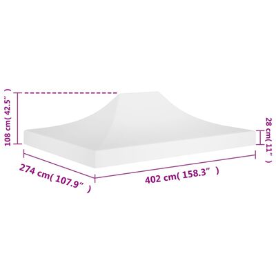 vidaXL Teltduk for festtelt 4x3 m hvit 270 g/m²