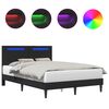vidaXL Sengestamme med LED-lysstrimler Svart 135 x 190 cm Kunstl&aelig;r