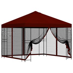 vidaXL Hagepaviljong med sidevegger 3 x 3 m Burgunder