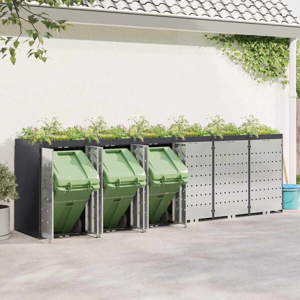 vidaXL Oppbevaring for 3 s&oslash;ppelb&oslash;tter Antrasitt 340 x 77.5 x 115.5 cm