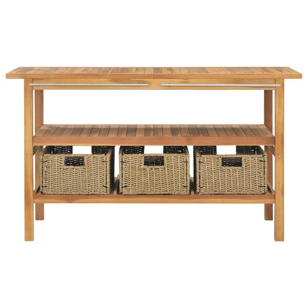 vidaXL Baderomshylle med kremhvite marmorvasker heltre teak