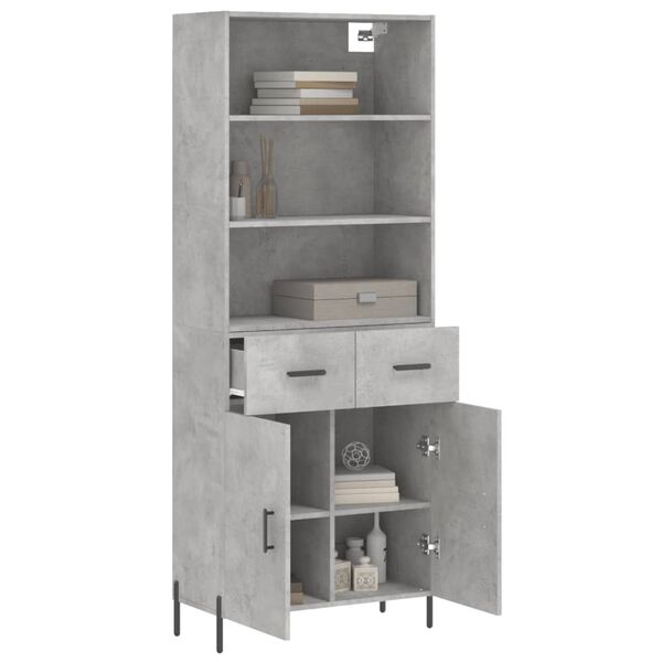 vidaXL Highboard betonggrå 69,5x34x180 cm konstruert tre