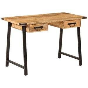 vidaXL Skrivebord med skuffer 105x55x70 cm heltre mango og jern