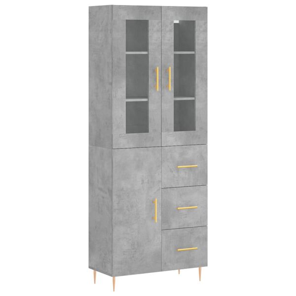 vidaXL Highboard betonggr&aring; 69,5x34x180 cm konstruert tre
