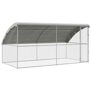 vidaXL H&oslash;nsebur 2 stk. S&oslash;lv 400 x 200 x 200 cm Galvanisert st&aring;l