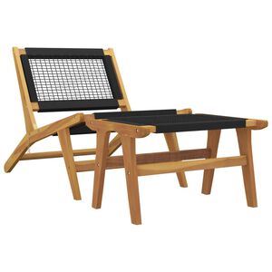 vidaXL Hagestol med fotst&oslash;tte heltre teak og polyester