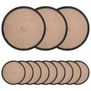 vidaXL Jute Placemets 12 stk. Naturlig og svart 100% Tossa Jute