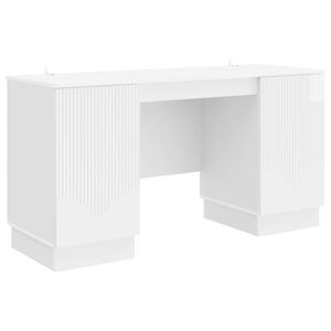 vidaXL Skrivebord H&oslash;gglans hvit 142,5 x 50 x 75 cm Konstruert tre