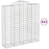 vidaXL Gabionkurver buede 15 stk 200x50x200/220 cm galvanisert jern
