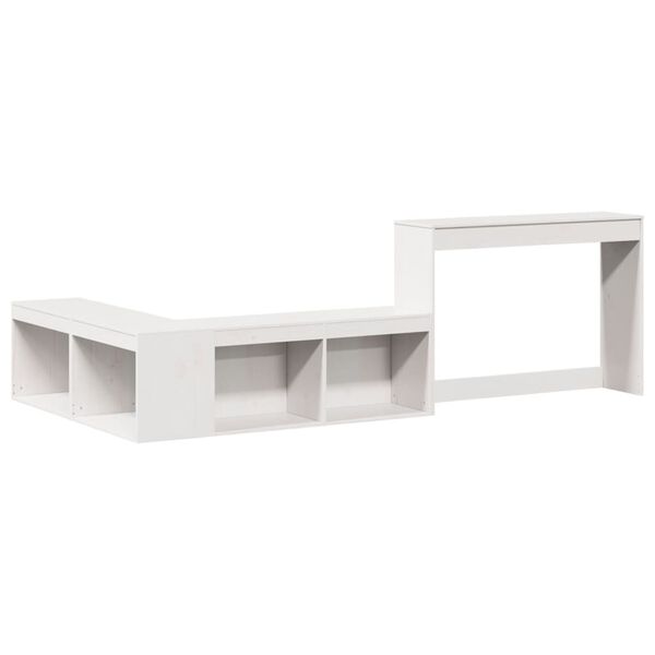 vidaXL Nattbord med skrivebord hvit 232x122x75 cm heltre furu