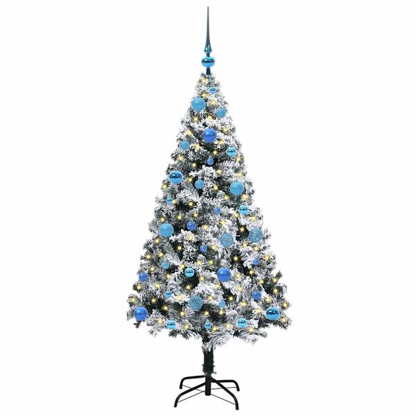 vidaXL Kunstig juletre med 150 LED Hvit 150 cm PVC og Stål og Plast