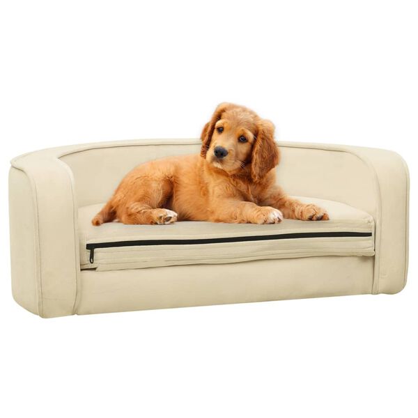 vidaXL Sammenleggbar hundesofa kremhvit 73x67x26 cm plysj vaskbar pute