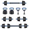 vidaXL 4-i-1 Manualvekt Barbell Kettlebell Sett 20 kg Svart og Bl&aring;