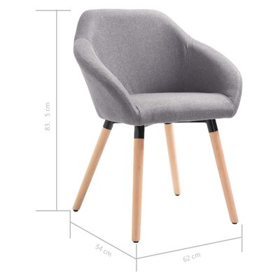 331491 vidaXL Dining Chairs 2 pcs Light Grey Fabric (UK/IE/FI/NO/DE/FR/NL only)