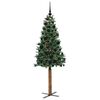 vidaXL Slim juletre med 300 LED gr&oslash;nn 180 cm PVC og Massivt Furu tre