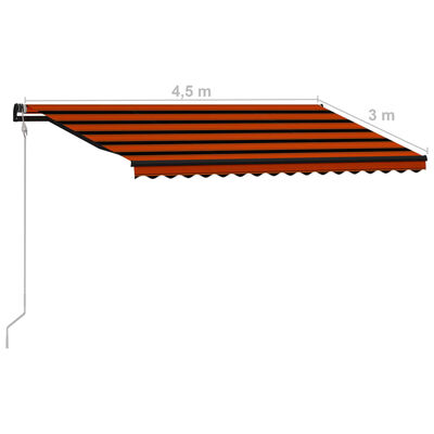vidaXL Automatisk uttrekkbar markise 450x300 cm oransje og brun