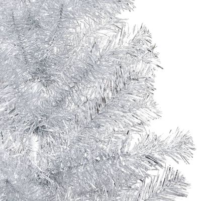 vidaXL Forhåndsbelyst kunstig juletre med stativ sølv 240 cm PVC