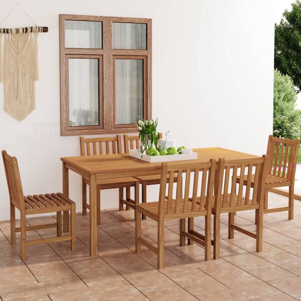 vidaXL 7-delers hagespisesett 180x90 cm heltre teak