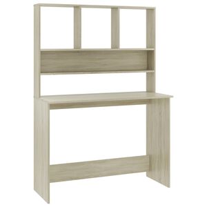 vidaXL Skrivebord med hyller sonoma eik 110x45x157 cm sponplate