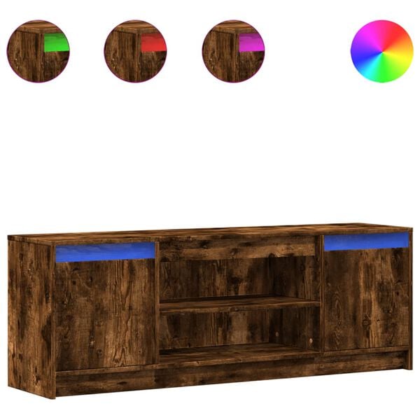 vidaXL TV-benk med LED r&oslash;kt eik 139,5x34x50 cm konstruert tre