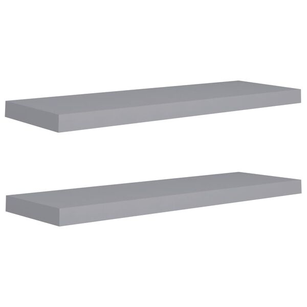 vidaXL Flytende vegghyller 2 stk grå 80x23,5x3,8 cm MDF