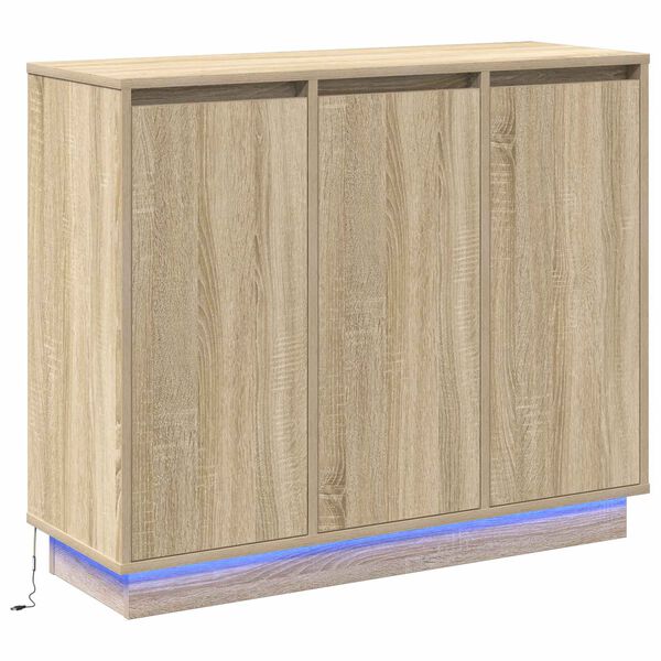 vidaXL LED sideboard Sonoma eik 90 x 32 x 75 cm Konstruert tre