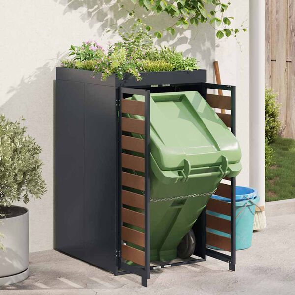 vidaXL Oppbevaring av hjulbeholder med plantertak for 240L beholder