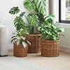 vidaXL Plantekurv med lagring 3 pcs Brun Kubu Rattan