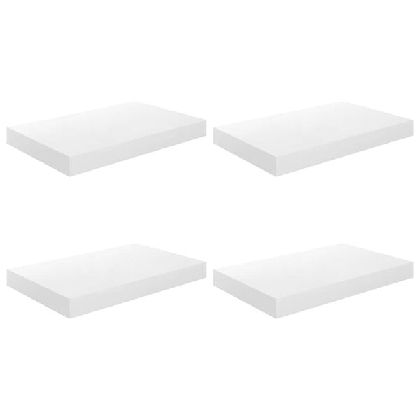 vidaXL Flytende vegghyller 4 stk h&oslash;yglans hvit 40x23x3,8 cm MDF