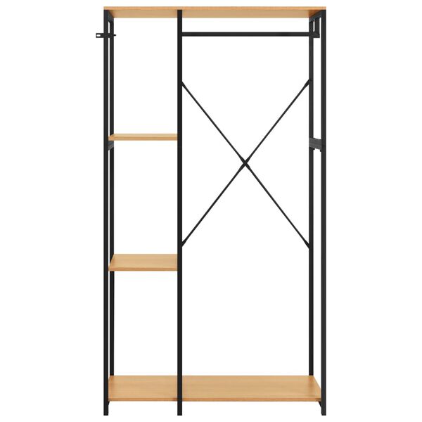 vidaXL Garderobe svart og eik 90x40x167 cm metall og sponplate