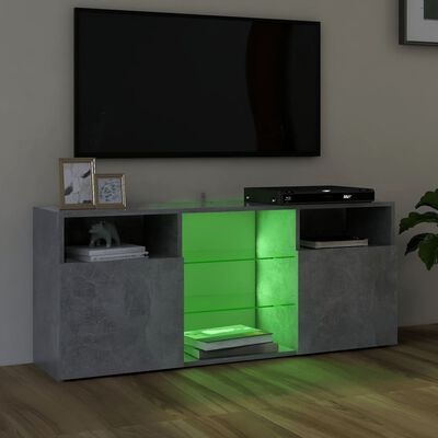 vidaXL TV-benk med LED-lys betonggrå 120x30x50 cm