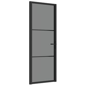 vidaXL Innerd&oslash;r 76x201,5 cm svart ESG glass og aluminium