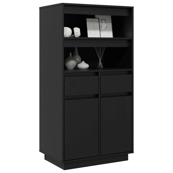 vidaXL Highboard svart 60x40x116,5 cm heltre furu