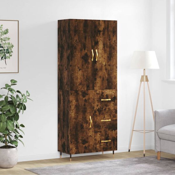 vidaXL Highboard r&oslash;kt eik 69,5x34x180 cm konstruert tre