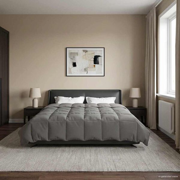 vidaXL Full &aring;r dyne Quilted Lysegr&aring; 200 x 220 cm Mikrofiber