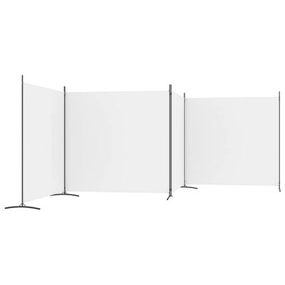 vidaXL Romdeler 4 paneler hvit 698x180 cm stoff
