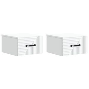 vidaXL Vegghengt Nattbord 2 pcs Hvit 34,5 x 33 x 20 cm Konstruert tre